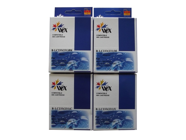 Compatible Brother LC233 ink cartridges 4 Pack (1BK/1C/1M/1Y) Compatible Brother LC233 ink cartridges 4 Pack (1BK/1C/1M/1Y)